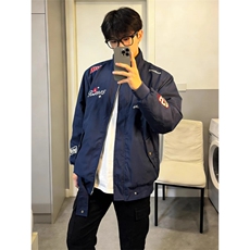 徽章刺绣防风立领潮牌短款夹克机车服，男装夹克，四季星座505