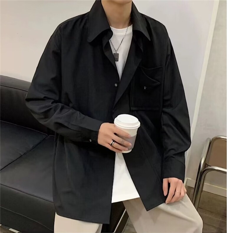 衬衫男春秋潮牌痞帅高级感西装内搭衬衣英伦雅痞男装CS06,男装衬衫,星座1116A（原606A-3）