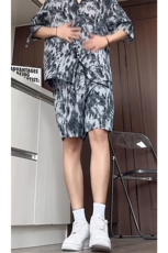 短袖衬衫男+短裤男潮流休闲套装男M-5XL大码TZ78708P50控98模特图，男装休闲套装，星座226-1