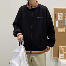 立领上衣字母宽松双层夹克M--3XL黑色卡其JJ55，男装夹克，星座1116A-1（原606A）