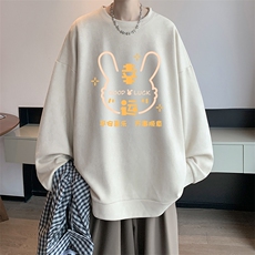 麂皮绒卫衣男大码重磅长袖t恤男JW81297-P35加绒款P45，男装卫衣，电商A040