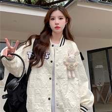 A141-P882025秋装新款学院风棒球服可爱宽松外套玩偶，女装短外套，星座911