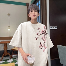 得物抖音直播高品质麂皮绒风印花宽松短袖djp296-特批23控39，男装T恤，星座605(原A050)