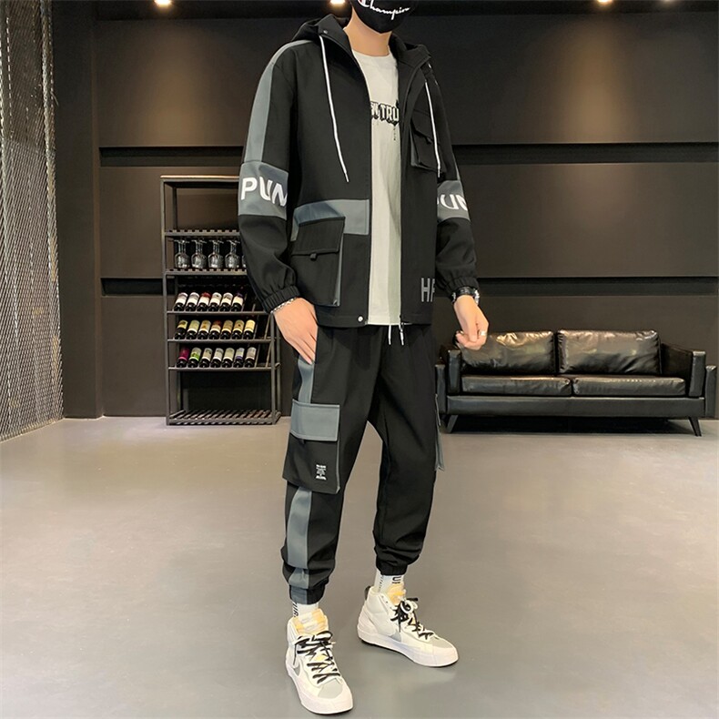 现货秋季男士套装休闲运动服帅气搭配一套工装夹克外套D05,男装休闲套装,电商B226-2（原B217-2）