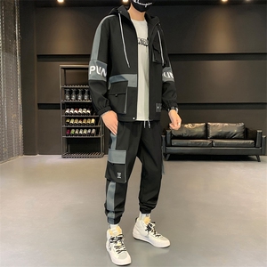现货秋季男士套装休闲运动服帅气搭配一套工装夹克外套 D05图片