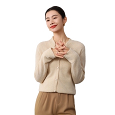 法式V领包扣女士羊毛开衫羊毛柔软舒适，女装羊毛衫，鲁菏羊绒
