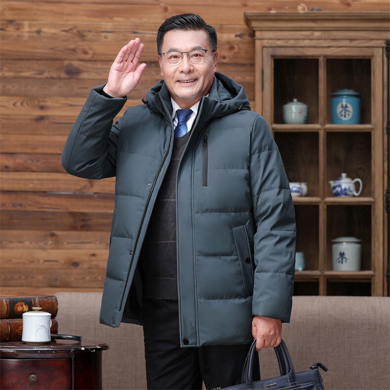 主推款新款男士中老年羽绒服加厚爸爸装绒羽绒服中长款外套图片