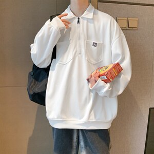 半拉链polo衫卫衣秋冬季加绒加厚上衣潮流ins宽松外套E W2169-P33图片