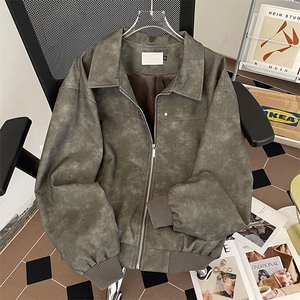 麂皮绒双层工装夹克男宽松痞帅潮牌外套JK0939-P78图片