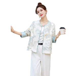 新中式重工亮片刺绣圆领短外套女2026春季新款小个子气质唐装上衣图片