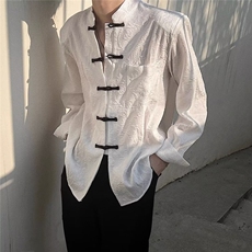 春季潮流休闲风复古衬衫男高街情侣时尚透气宽松长袖衬衫，男装衬衫，星座205-3