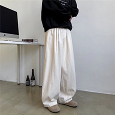 复古纯色阔腿萝卜工装裤男女直筒宽松肥大休闲长裤601-1-QK135，男装休闲裤，星座601-1