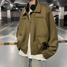高级感小众短款夹克男宽松秋冬金属拉链设计感垫肩外套潮J682，男装夹克，星座1116A-1（原606A）