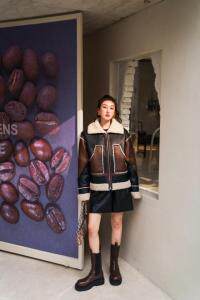 冬季热卖新款机车撞色皮毛一体外套，女装，AUDREY WANG