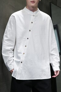 春夏 大码风棉麻长袖衬衫唐装新中式立领衬衣男女潮 C55/P65图片