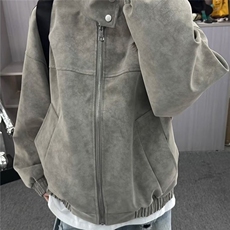 美式复古皮衣男女春秋季潮牌宽松高级感翻领机车夹克棕色pu皮外套，男装夹克，星座506A