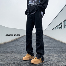 B221美式ins高街暗黑小众个性微喇牛仔裤LK23018-P65控88，男装牛仔裤，电商B221
