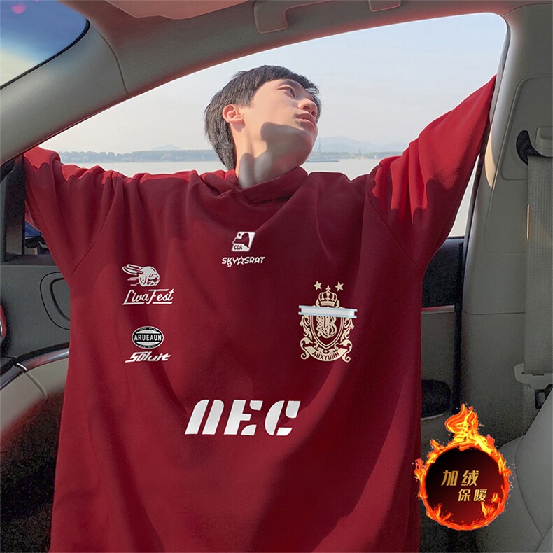 抖音得物供货可提供视频秋冬重磅美式宽松连帽卫衣WKD35,男装卫衣,电商A486