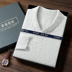 高端貂绒男士V领毛衣秋冬新款舒适百搭时尚针织衫，男装针织衫/毛衣，冬贝尔貂绒