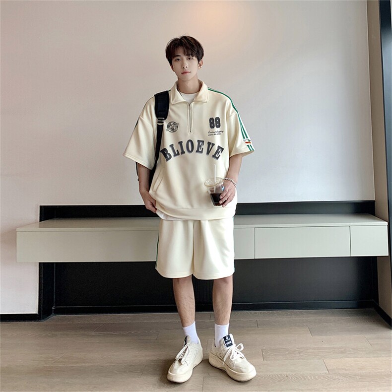 现货不缺货夏季男装休闲运动套装百搭撞色套装1209-1-TZ12-P65，男装休闲套装，星座1209-1