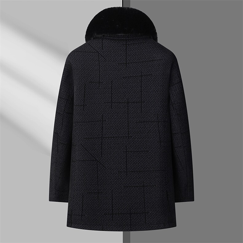 中长款大毛领中老年加绒加厚雪尼尔毛呢外套秋冬茄克BD308-P130,男装棉衣,星座1105-3