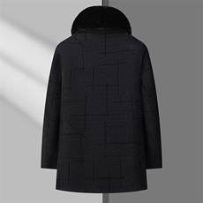 中长款大毛领中老年加绒加厚雪尼尔毛呢外套秋冬茄克BD308-P130，男装棉衣，星座1105-3