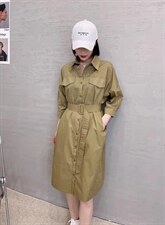 新款洋气配腰带百搭显瘦连衣裙，女装连衣裙，L·H·X