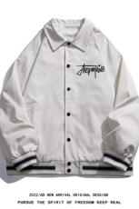 白底23春季时尚字母印花翻领棒球服夹克外套G724P65控88，男装夹克，电商A247-1
