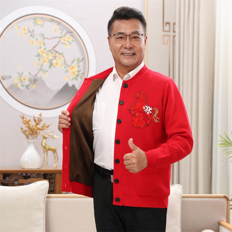 2026年秋季时尚加绒加厚刺绣马情侣男女通用,女装中老年女装,亚东羊绒制品