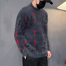 秋冬季半高领水貂绒毛衣男时尚复古痞帅青少年学生学院风针织衫，男装针织衫/毛衣，星座410-6（原星座1304-1）