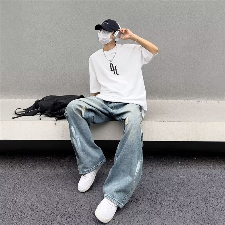 慵懒潮夏季日常简约牛仔裤潮流文艺拉链裤B9039P43,男装牛仔裤,星座1116-2