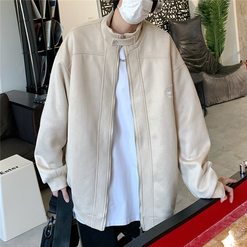 2026春秋潮流大码复古麂皮绒百搭美式夹克外套JK8669/特P58杏,男装夹克,电商A094