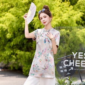 新中式印花改良旗袍女2026夏季新款气质上衣图片