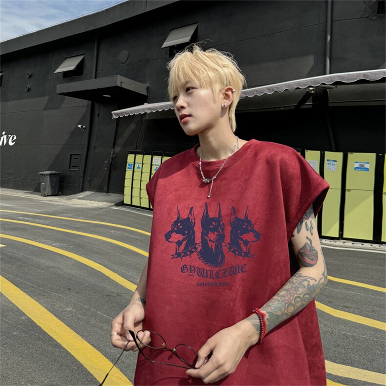 麂皮绒背心坎肩男T恤美式港风潮JB425-特P19控38,男装背心/马甲,电商B370