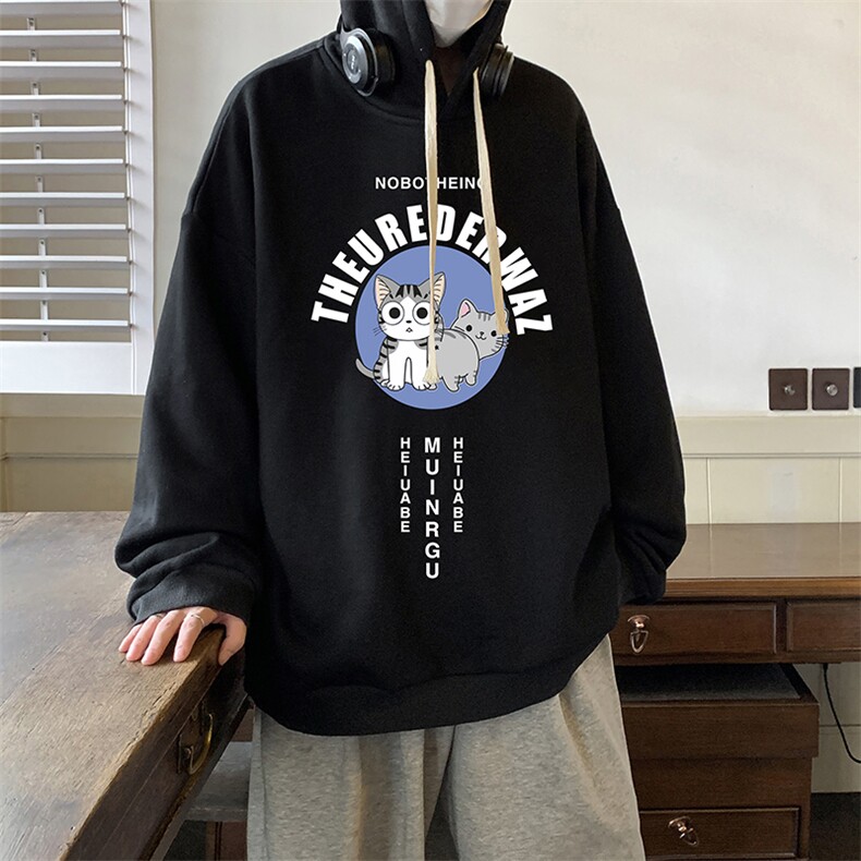纯棉连帽卫衣男大码运动帽衫宽松薄WY2160-P35加绒款-P40,男装卫衣,电商A040