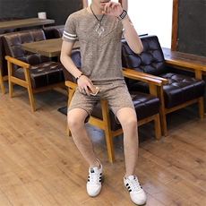 青少年新款五分裤半袖体恤休闲搭配套装男夏季衣服T731-P20，男装套装，星座1206（原A206）