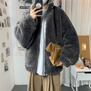 港风冬季宽松百搭棉服男羊羔毛情侣棉衣男外套男7956P105控149图片