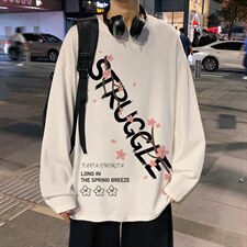 美式vibe长袖T恤男春秋宽松圆领卫衣高街2025新款潮牌内搭打底衫图片
