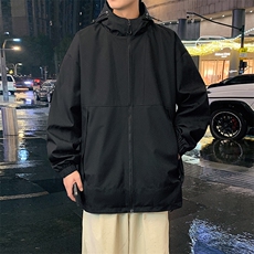 港风新款外景二开宽松夹克男纯色冲锋衣连帽外套MYJ24-7838-P65，男装夹克，星座717