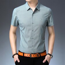 Z9301夏季青年2022男式薄款短袖衬衣修身休闲免烫透气衬衫P55，男装衬衫，电商B360