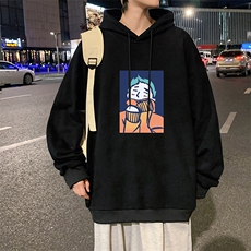 WY2042-P35加绒款-P40纯棉连帽卫衣男大码运动帽衫宽松薄外套男，男装卫衣，电商A040