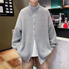 得物品质秋款男立领毛衣双拉链针织衫宽松休闲外套M0011P55，男装针织衫/毛衣，星座1013-1