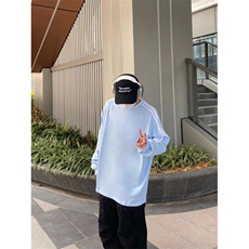 5276-P40好质量做工#原版压线螺纹领包边长袖T恤，女装T恤，星座617A-2