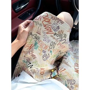 美式字母涂鸦短裤男款夏休闲运动裤五分裤子男装XZ212-QDK555-P31图片