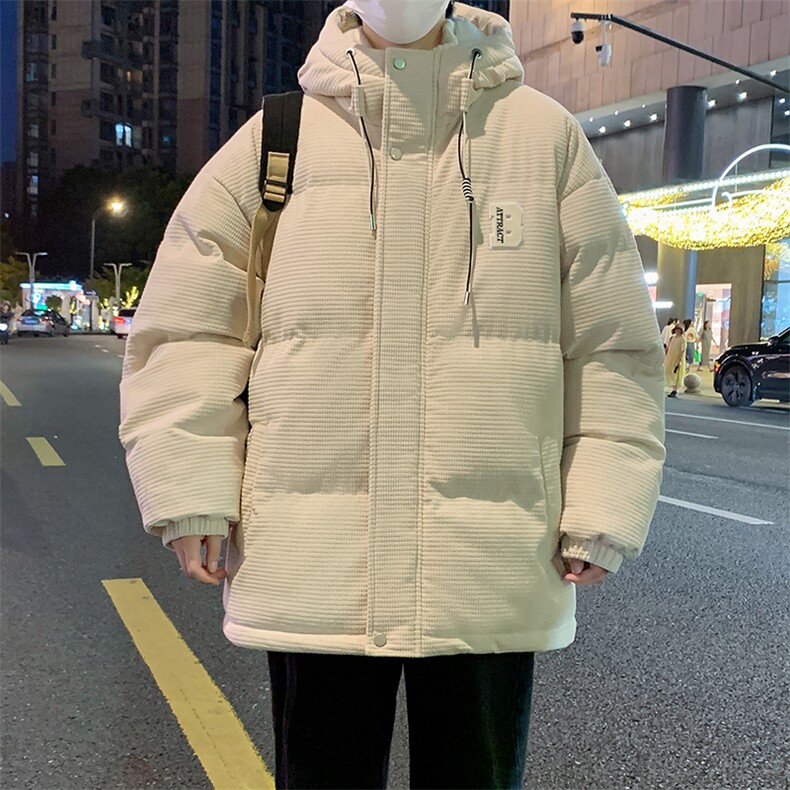 冬季青少年灯芯绒连帽棉衣潮牌羊羔毛加绒加厚棉服外套5305-P85,男装棉衣,电商B306