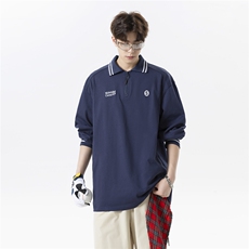 学院风长袖POLO衫男秋装新款潮牌痞帅高级感刺绣上衣403-PL02-P52，男装Polo衫，星座403（原603-1）