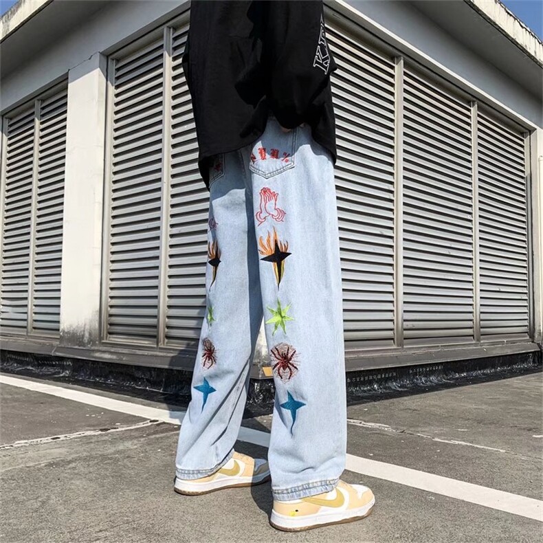 潮流春季刺绣牛仔裤男牛仔长裤NZ201P45,男装牛仔裤,星座1116-2