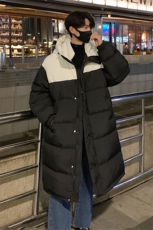 90%鸭绒长款羽绒服D5563-TP235328韩系撞色宽松百搭羽绒服，男装羽绒服，电商A102