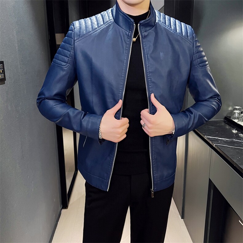 2023秋冬皮衣夹克修身立领PU皮衣外套男py5801-p88M-4XL,男装皮衣,电商D303