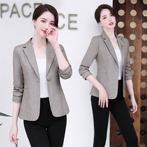 小西装外套女2025春秋季新款气质显瘦短款小个子修身百搭西服上衣,西装外套搭配女的内搭图片